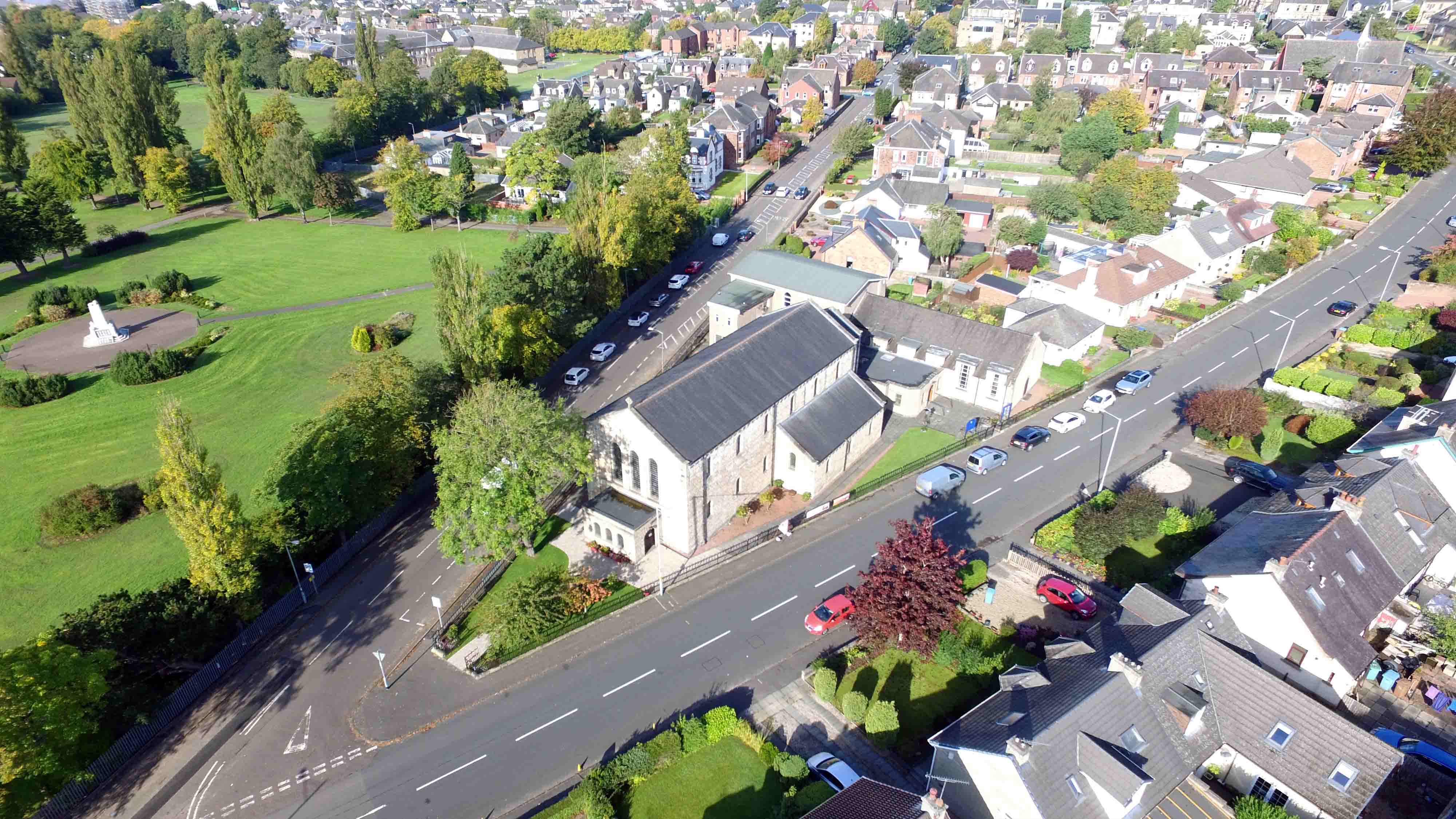 Aerial view of St. Mary's Parish Church